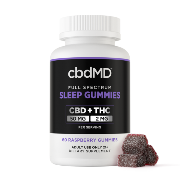 cbdMD Sleep Gummies – 50mg CBD + 2mg THC, Raspberry | Newton, MA