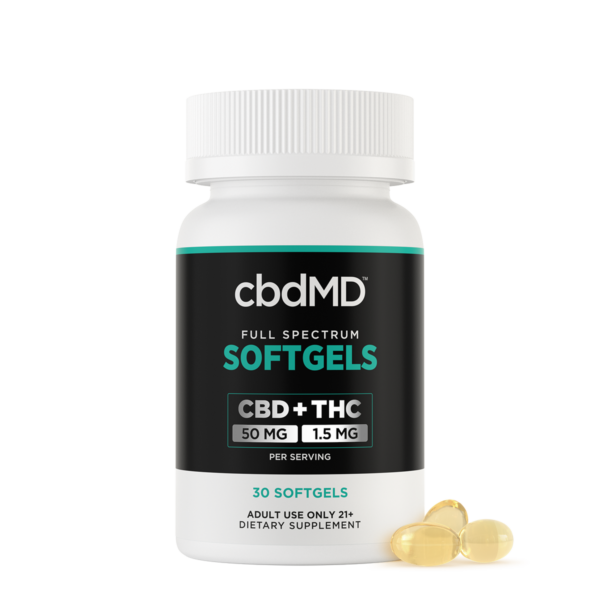 cbdMD Full Spectrum Softgels – 50mg CBD + 1.5mg THC | Newton, MA